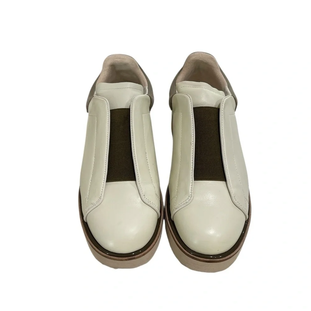 Zac Zac Posen Yennifer Leather Slip On Sneakers  SZ 7.5 Bone Cream